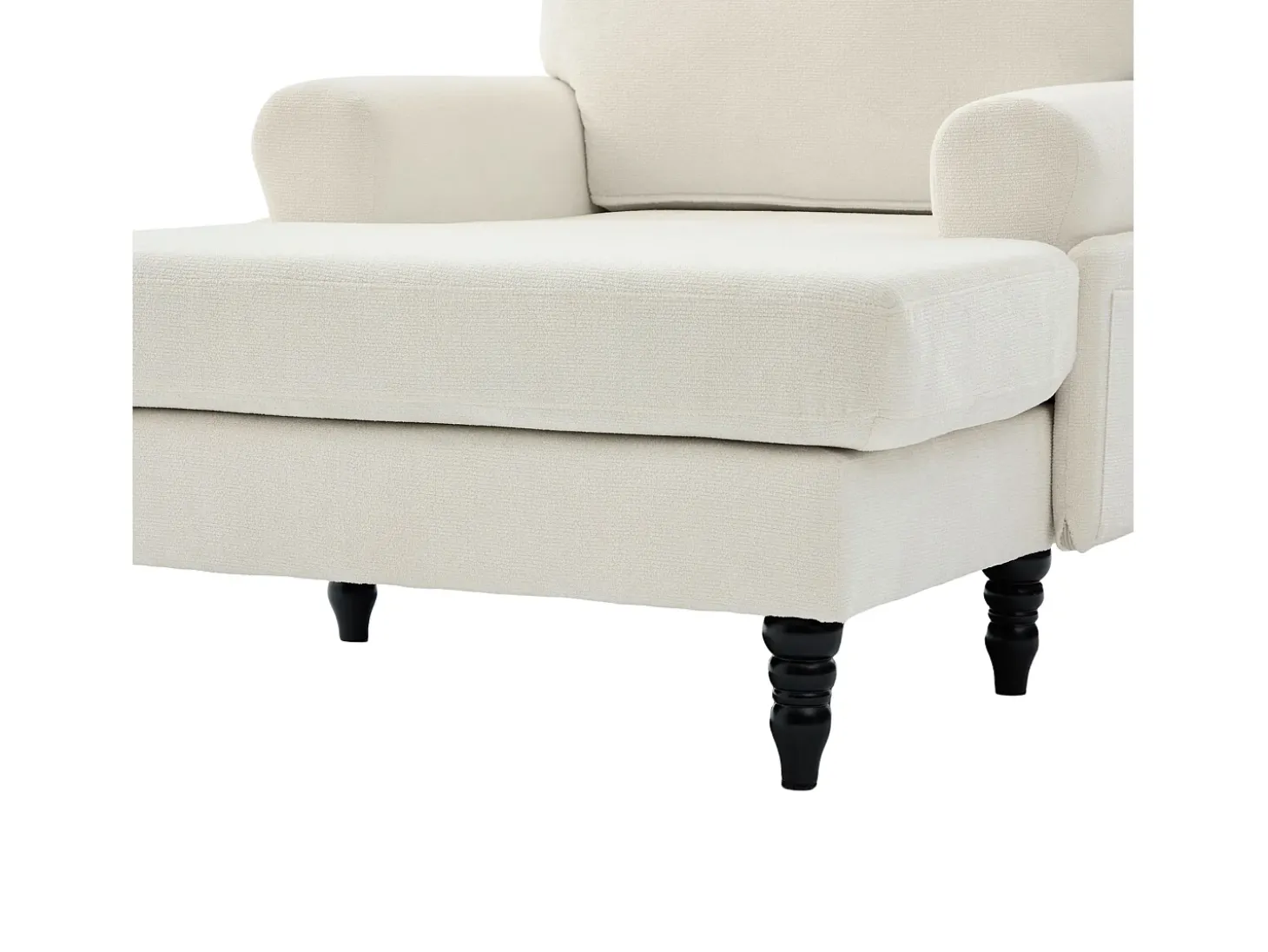Poltrona relaxante em tecido chenille bege - Com bolsos laterais