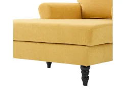 Poltrona relaxante em tecido chenille amarelo mostarda - Com bolsos laterais