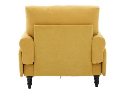 Poltrona relaxante em tecido chenille amarelo mostarda - Com bolsos laterais