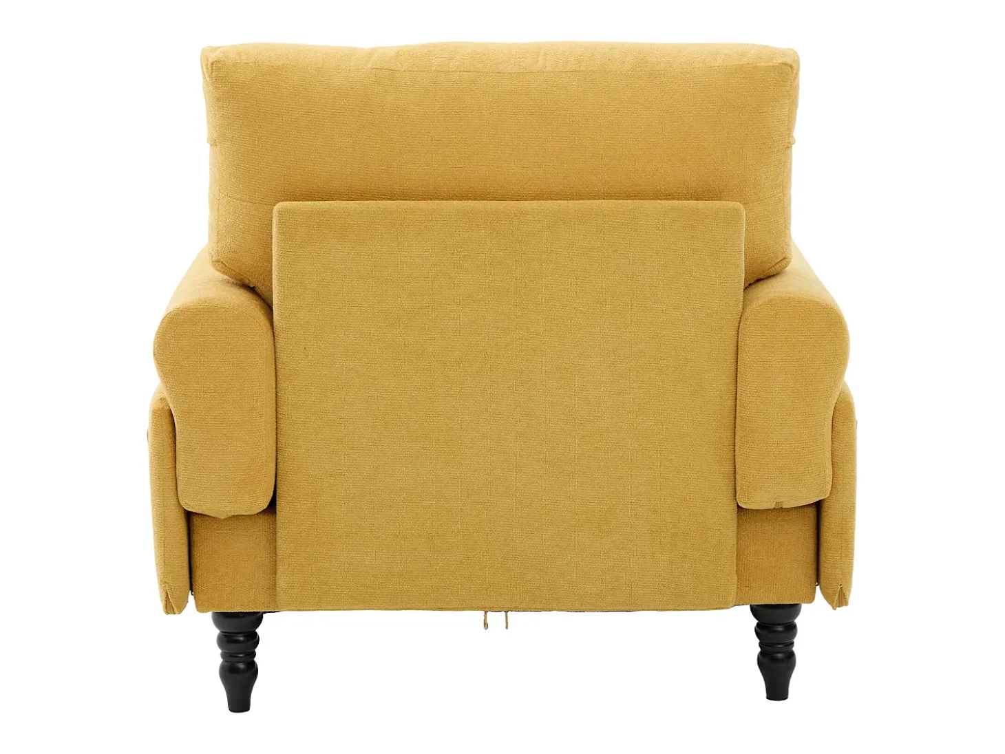 Poltrona relaxante em tecido chenille amarelo mostarda - Com bolsos laterais