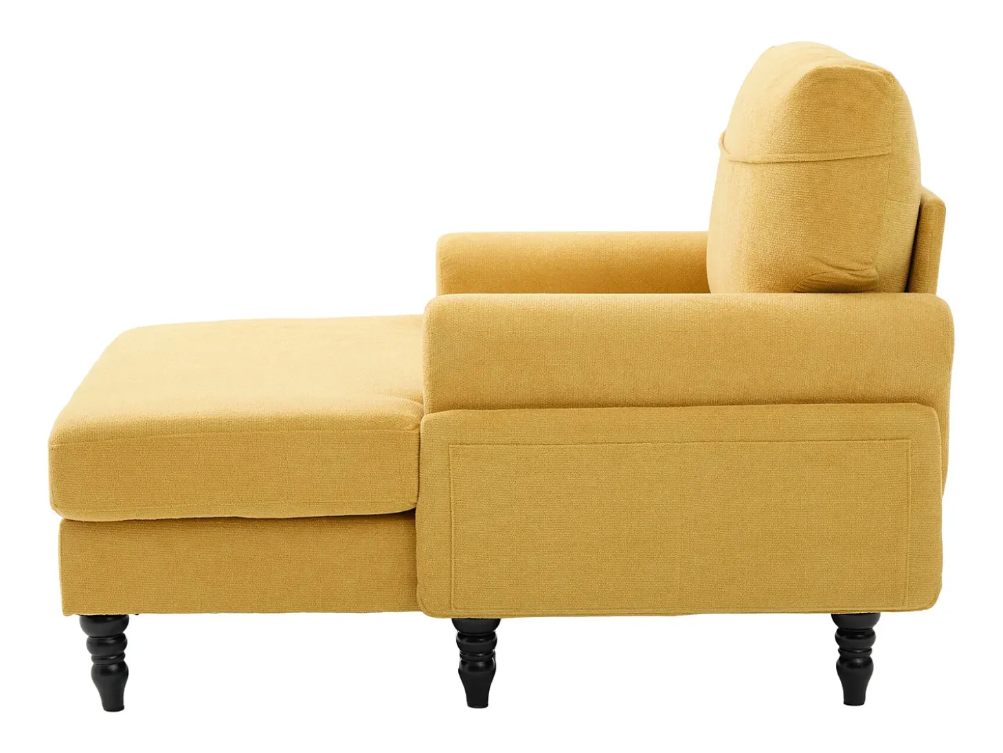Poltrona relaxante em tecido chenille amarelo mostarda - Com bolsos laterais