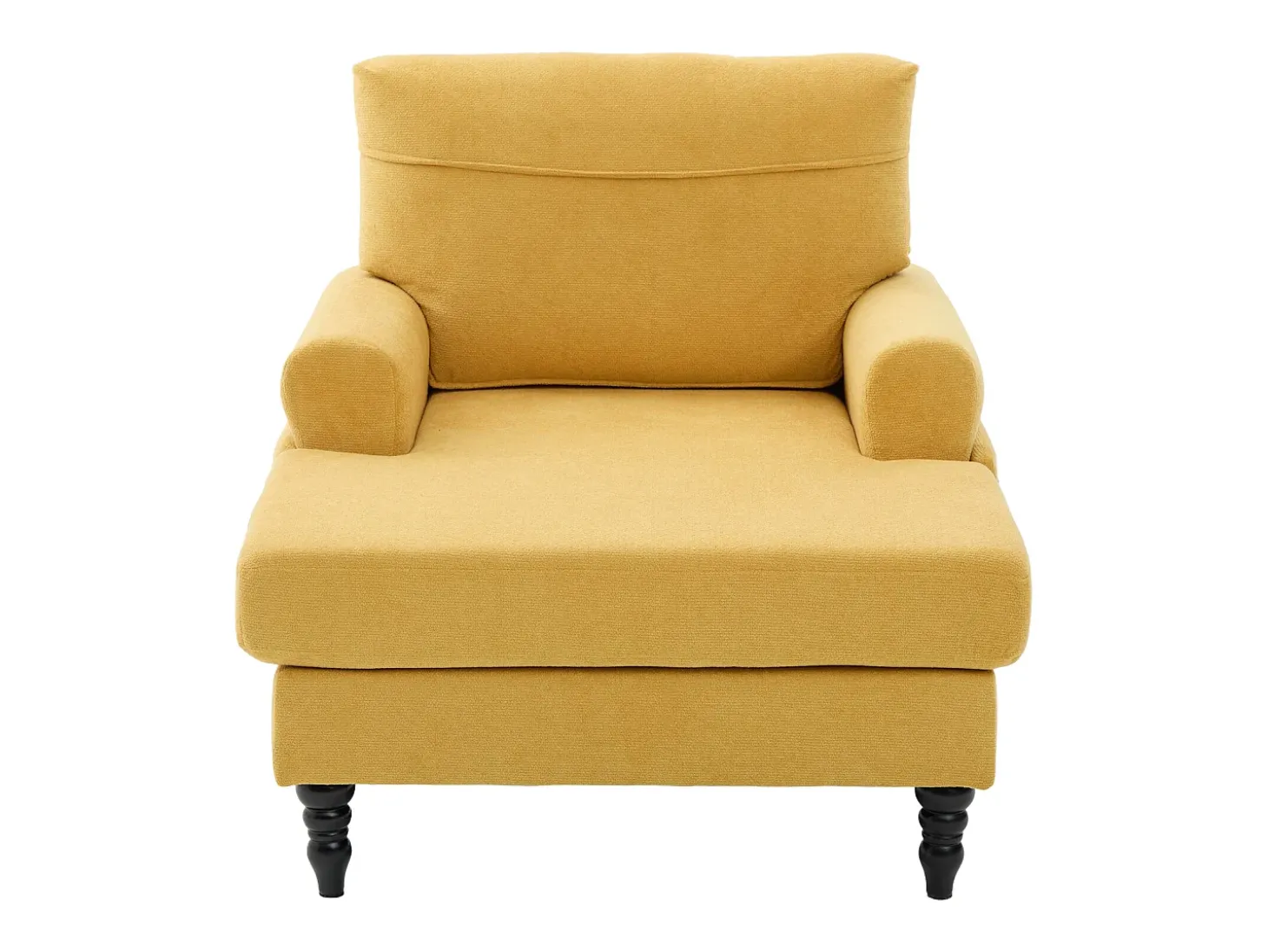 Poltrona relaxante em tecido chenille amarelo mostarda - Com bolsos laterais