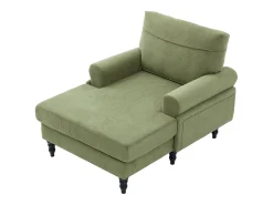 Poltrona relaxante em tecido chenille verde-azeitona - Com bolsos laterais