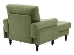 Poltrona relaxante em tecido chenille verde-azeitona - Com bolsos laterais
