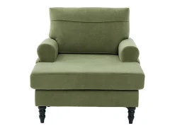 Poltrona relaxante em tecido chenille verde-azeitona - Com bolsos laterais