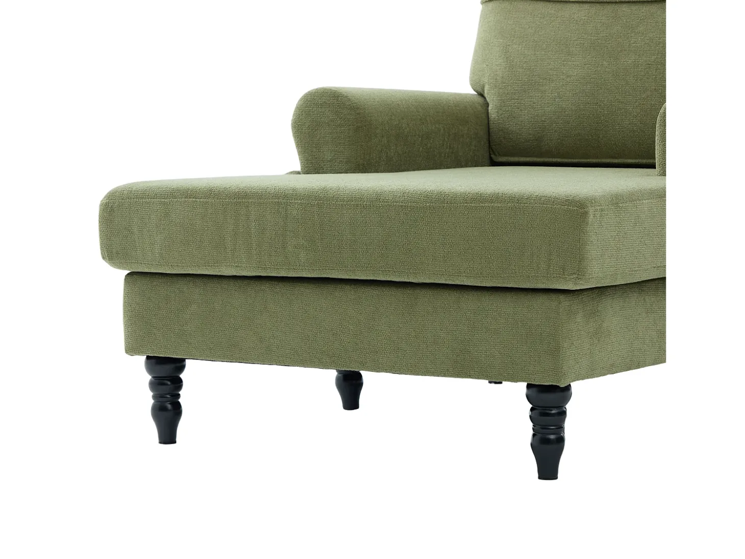 Poltrona relaxante em tecido chenille verde-azeitona - Com bolsos laterais