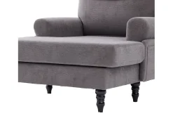 Poltrona relaxante em tecido chenille cinza escuro - Com bolsos laterais