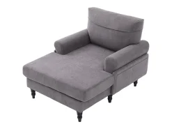 Poltrona relaxante em tecido chenille cinza escuro - Com bolsos laterais