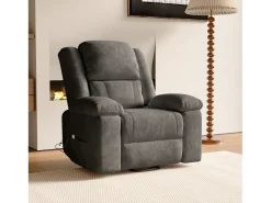 Poltrona relaxante Poltrona de massagem - regulação elétrica, poltrona de massagem com vibrações e calor, bolsas laterais - Cinza