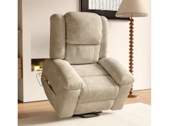 Poltrona relaxante Poltrona de massagem - regulação elétrica, poltrona de massagem com vibrações e calor, bolsas laterais - Castanho
