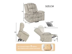 Poltrona relaxante Poltrona de massagem - regulação elétrica, poltrona de massagem com vibrações e calor, bolsas laterais - Castanho