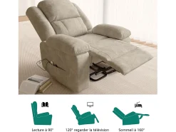 Poltrona relaxante Poltrona de massagem - regulação elétrica, poltrona de massagem com vibrações e calor, bolsas laterais - Castanho