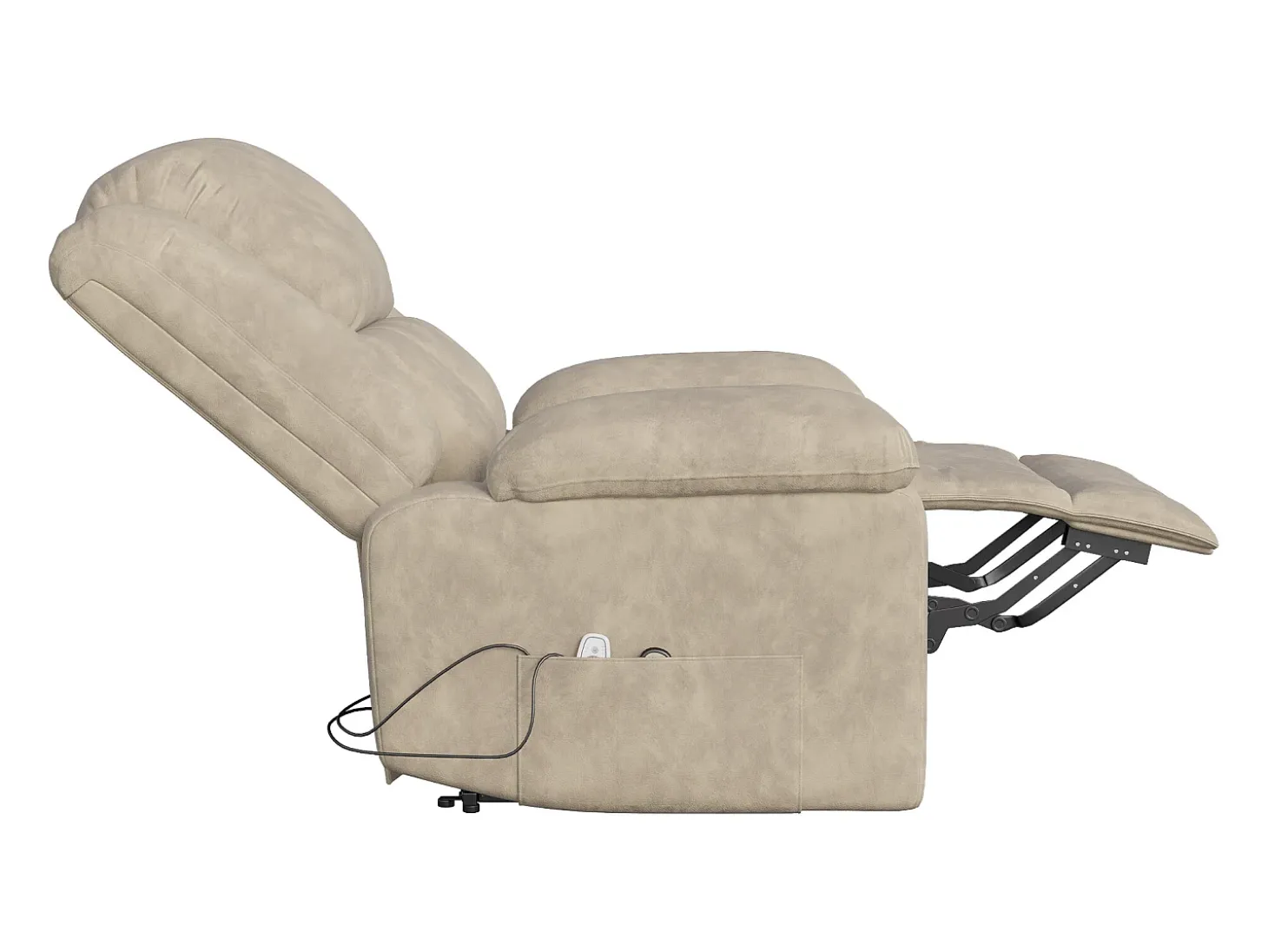 Poltrona relaxante Poltrona de massagem - regulação elétrica, poltrona de massagem com vibrações e calor, bolsas laterais - Castanho