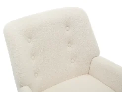 Poltrona reta em tecido bouclé branco estilo escandinavo SERINO