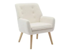 Poltrona reta em tecido bouclé branco estilo escandinavo SERINO