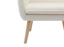 Poltrona reta em tecido bouclé branco estilo escandinavo SERINO