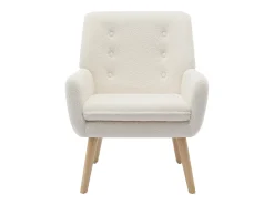 Poltrona reta em tecido bouclé branco estilo escandinavo SERINO