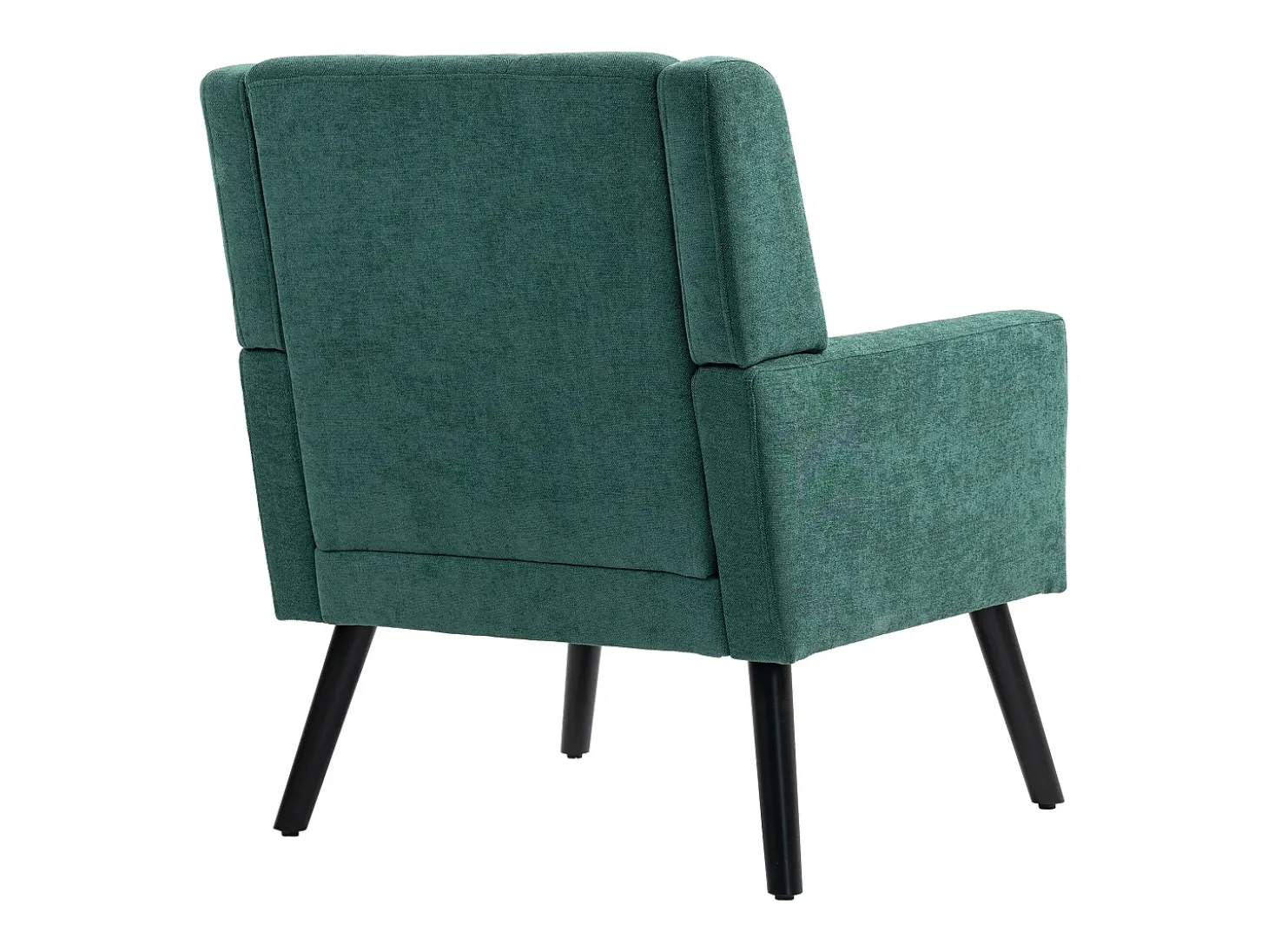 Poltrona retro em linho verde com pés em madeira