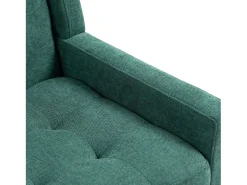 Poltrona retro em linho verde com pés em madeira