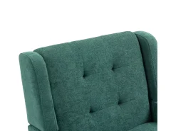 Poltrona retro em linho verde com pés em madeira