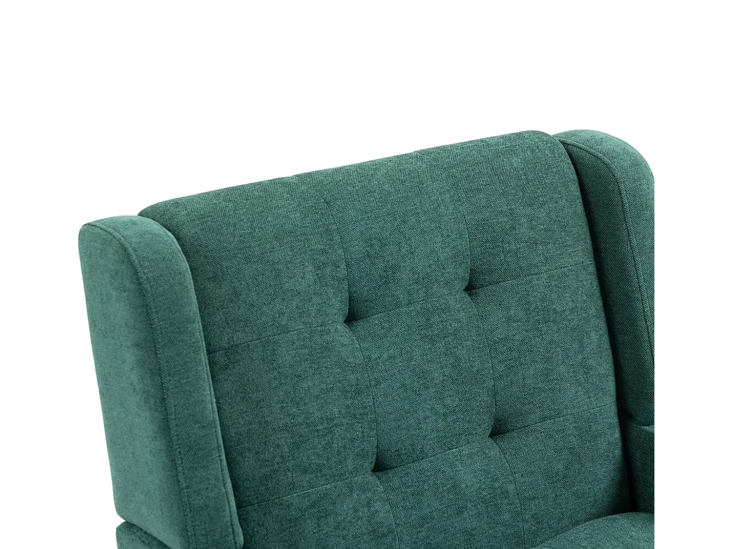 Poltrona retro em linho verde com pés em madeira