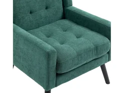 Poltrona retro em linho verde com pés em madeira