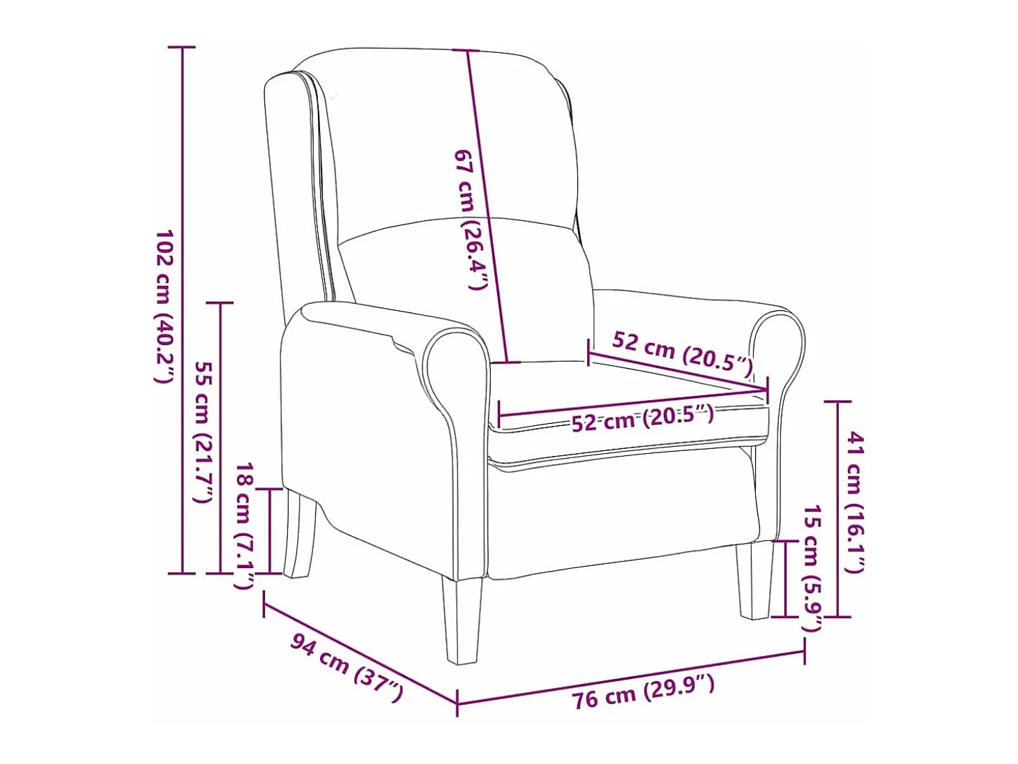 poltrona Rosa 76 x 94 x 102 cm Veludo
