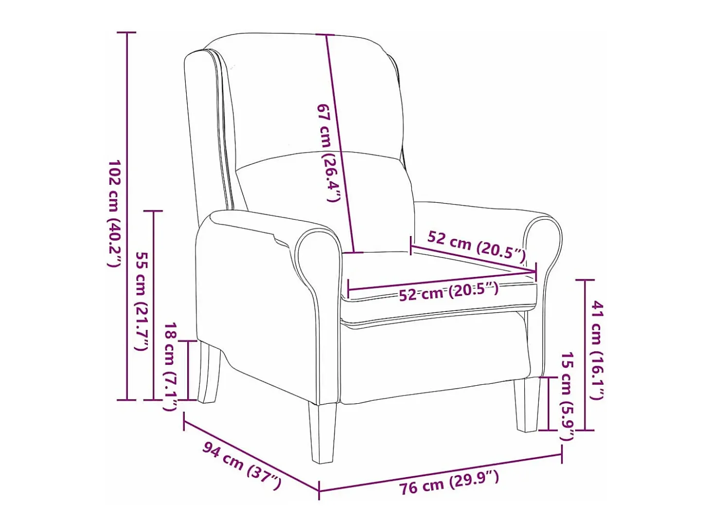 poltrona Rosa 76 x 94 x 102 cm Veludo