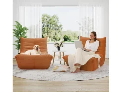 Poltrona Strazy na Caterpillar Brown - Base Deep 62cm - 80x85x84cm