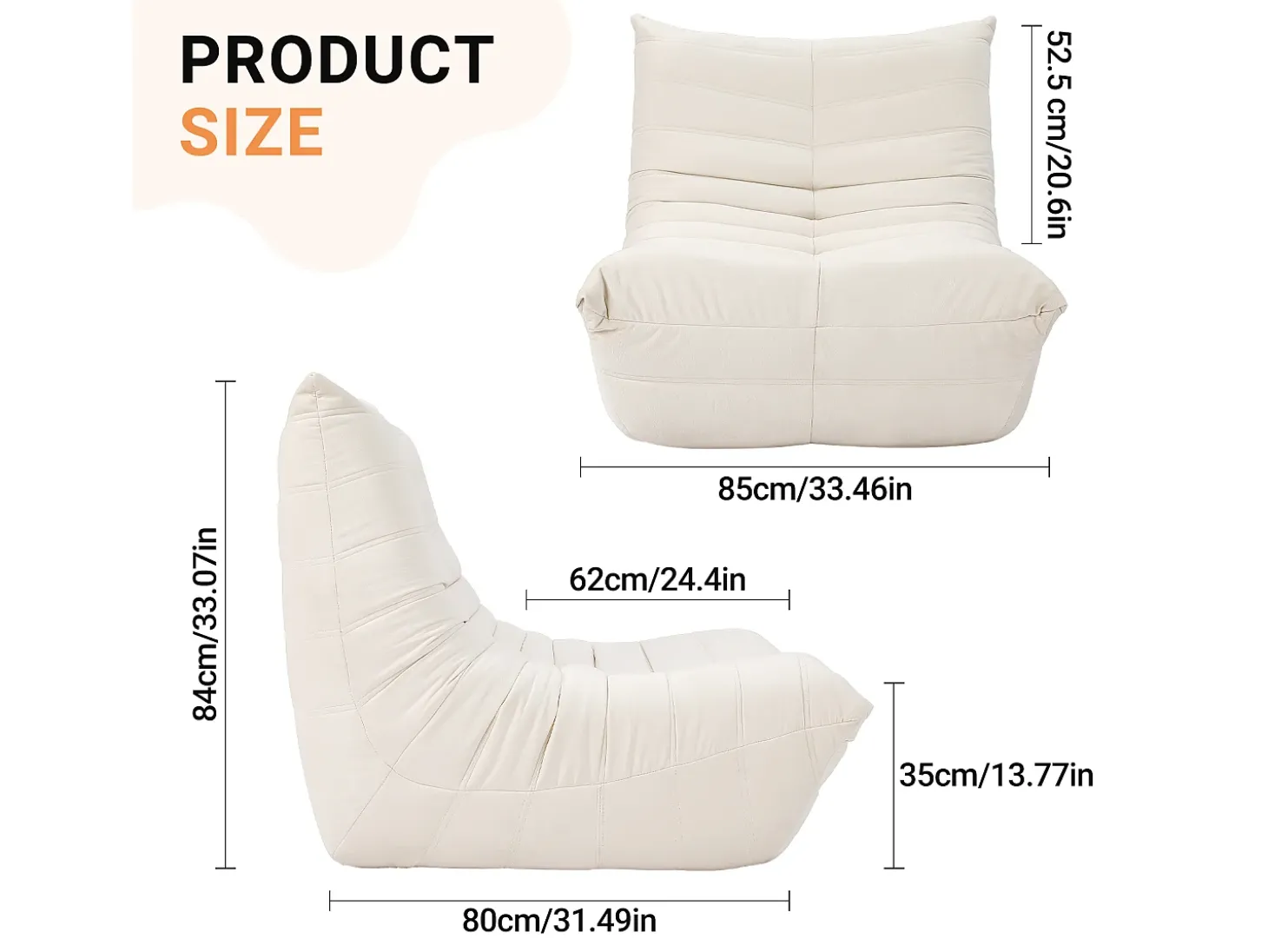 Poltrona Strazy na Caterpillar Beige - assento profundo 62cm - 80x85x84cm