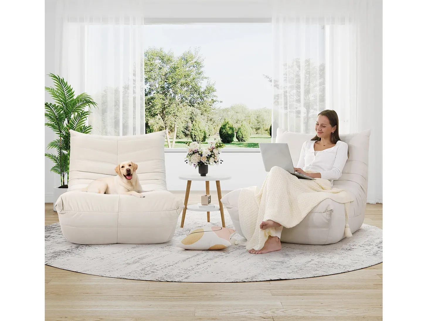 Poltrona Strazy na Caterpillar Beige - assento profundo 62cm - 80x85x84cm