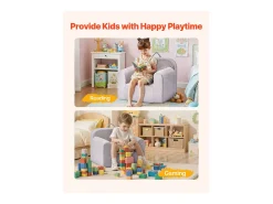 Poltrona SucceBuy para Crianças Confortável, Cadeira Infantil de Espuma com Apoios de Braço e Alça, Sofá para Crianças Removível, em Esponja 28D e Pelúcia