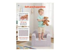 Poltrona SucceBuy para Crianças Confortável, Cadeira Infantil de Espuma com Apoios de Braço e Alça, Sofá para Crianças Removível, em Esponja 28D e Pelúcia