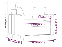 Poltrona tecido 60 cm cinzento-acastanhado