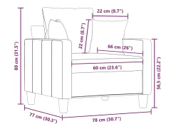 Poltrona tecido 60 cm cinzento-acastanhado