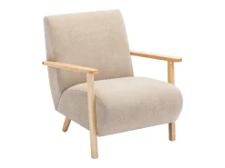 Poltrona tecido e madeira bege, estilo contemporâneo JULOMO
