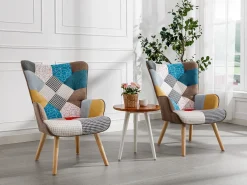 Poltrona VATELY em tecido patchwork