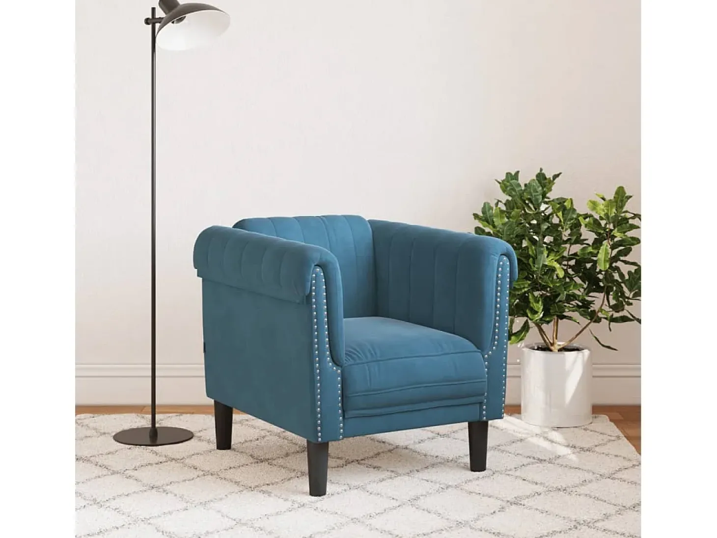 Poltrona veludo azul PT608291