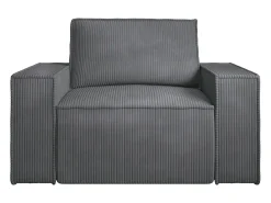 Poltrona veludo canelado cinza antracite estilo design AMELIA