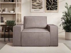 Poltrona veludo canelado malva estilo design AMELIA