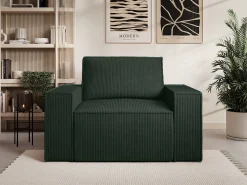 Poltrona veludo canelado verde abeto estilo design AMELIA