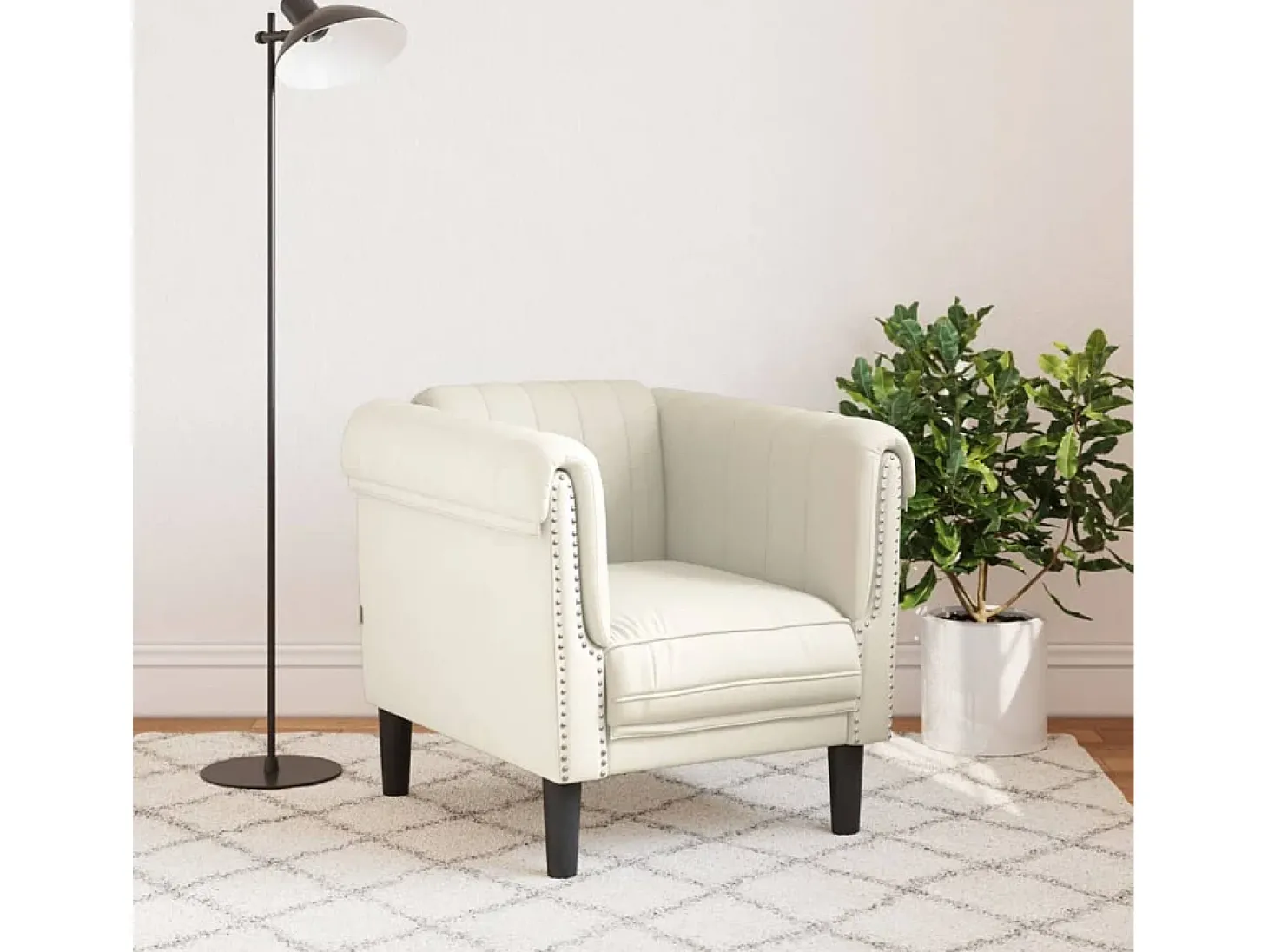 Poltrona veludo cor creme PT763241