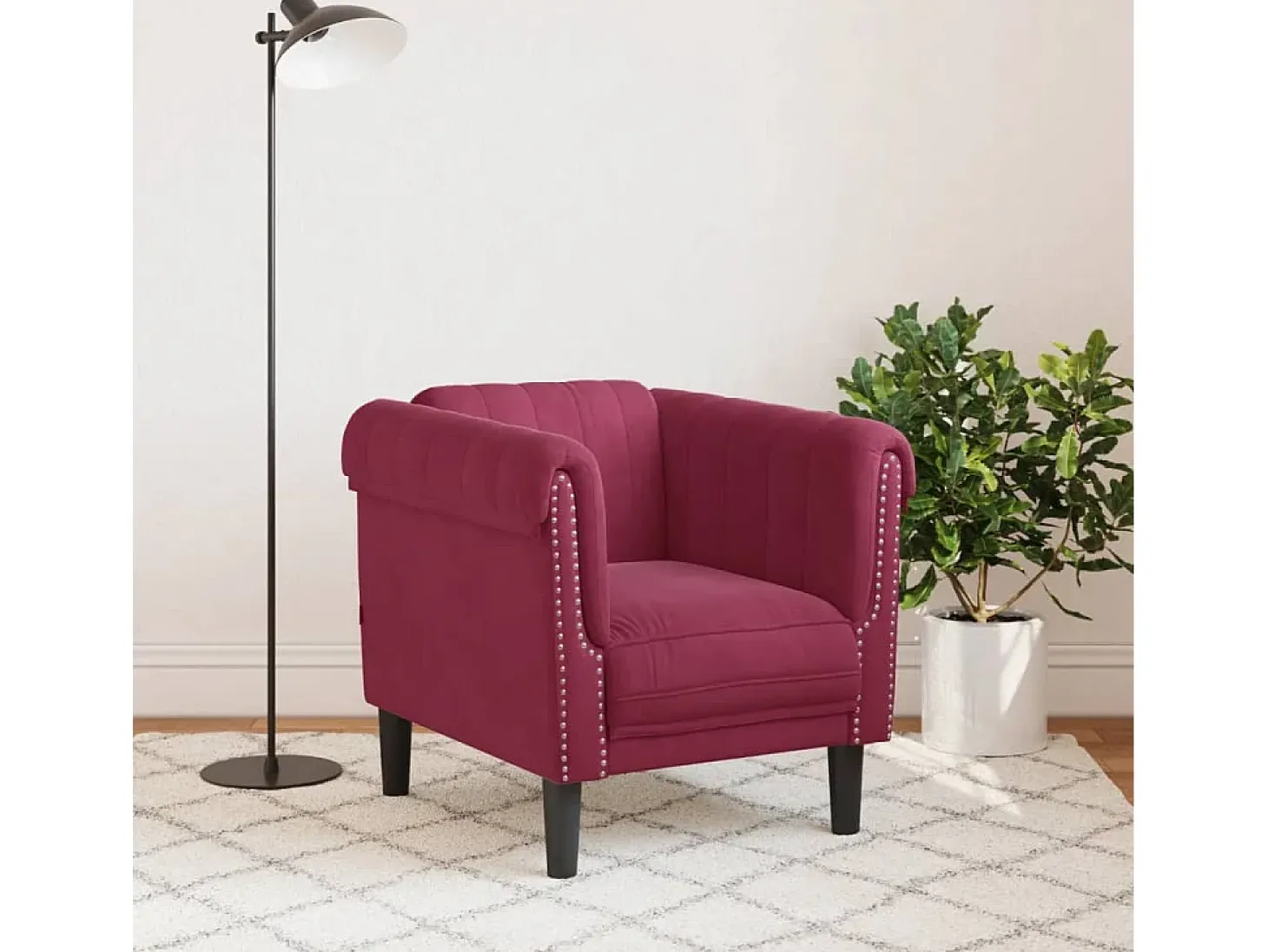 Poltrona veludo vermelho-tinto PT355919