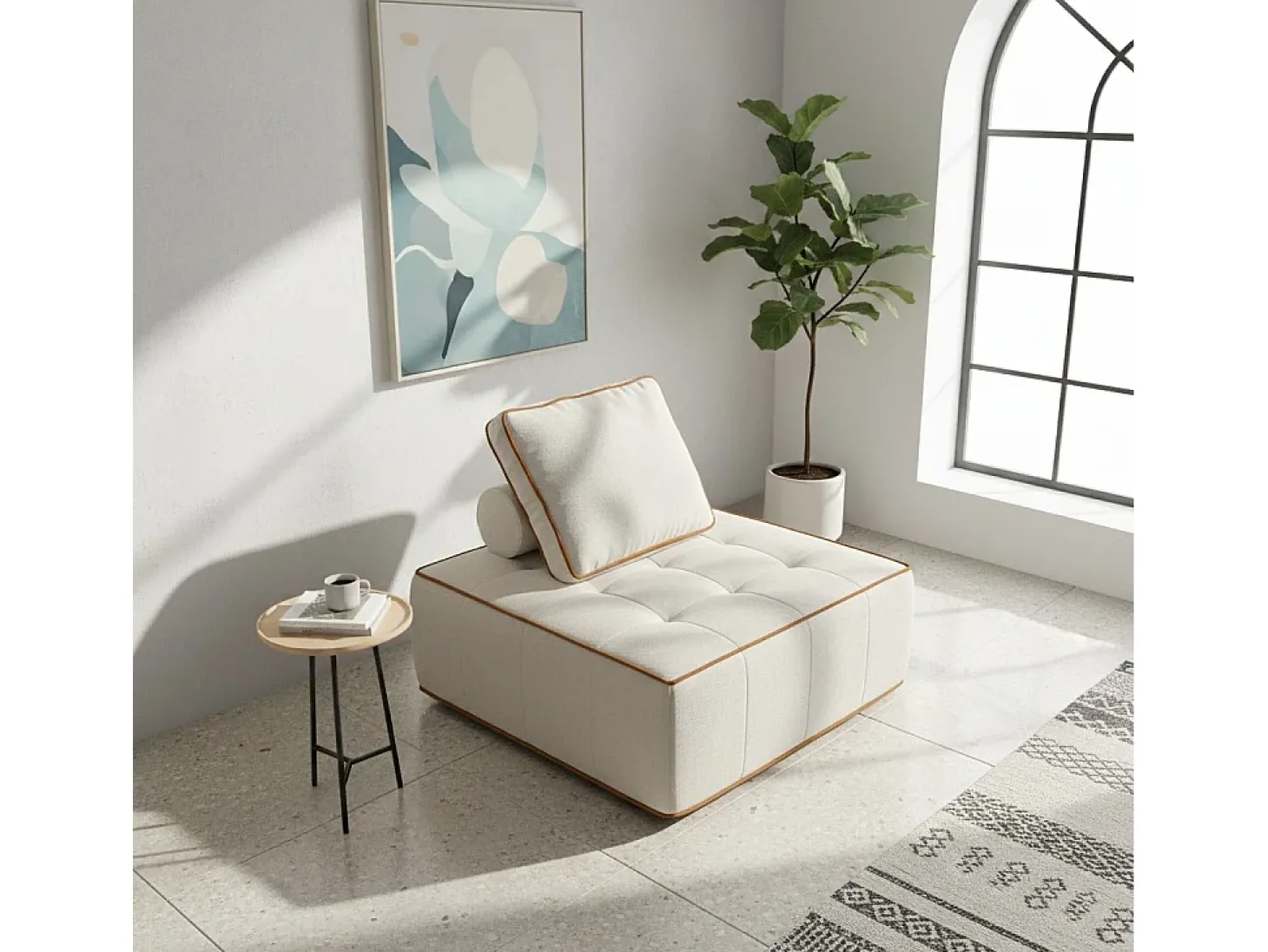 Poltrona Zen 1 lugar - branco e laranja