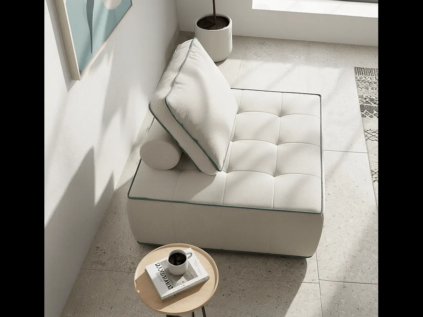 Poltrona Zen 1 lugar - branco e sálvia