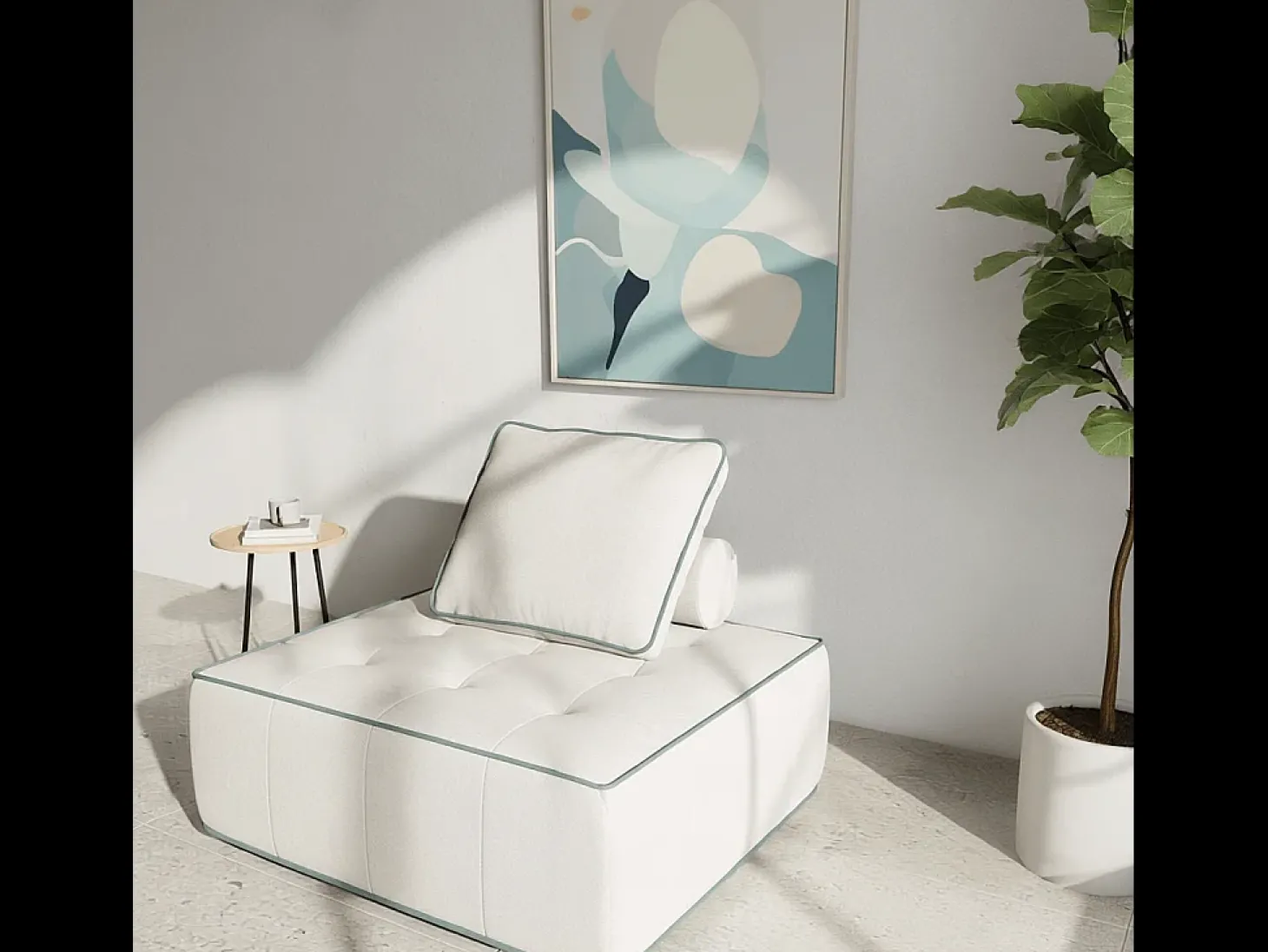 Poltrona Zen 1 lugar - branco e sálvia
