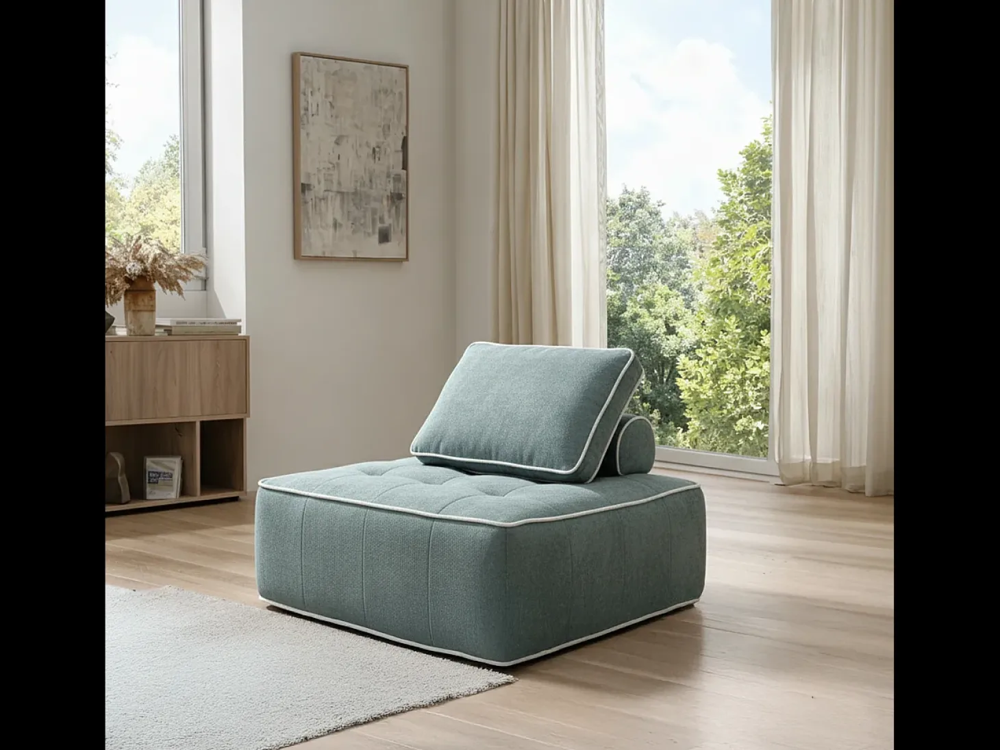 Poltrona Zen 1 lugar - sálvia e branco