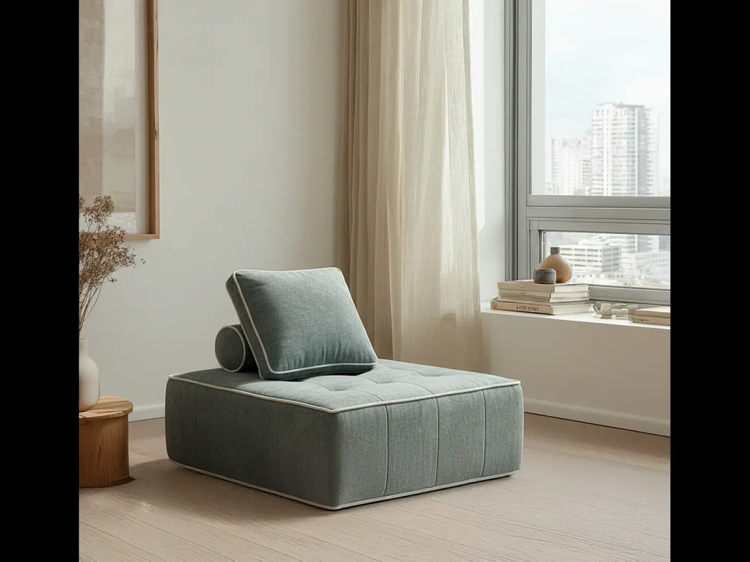 Poltrona Zen 1 lugar - sálvia e branco