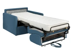 Poltrona-cama conversível rápida em tecido azul - Dormir 100 cm - Colchão 14 cm - CALIFE