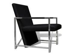 Poltronas com estrutura cromada 2 pcs couro artificial preto PT196299